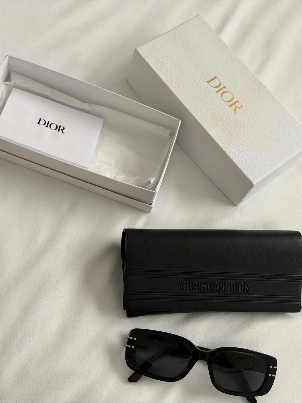 Dior Black Rectangular Men’s Sunglasses with Black Case